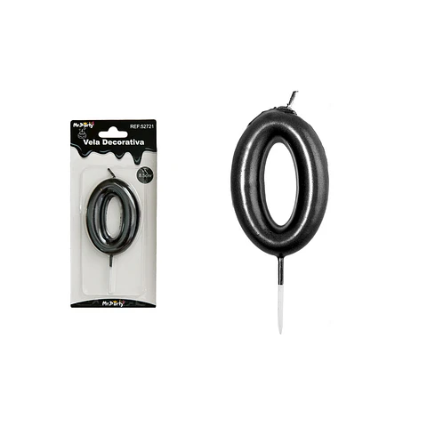 Vela de número 0 negro 3.8*6cm