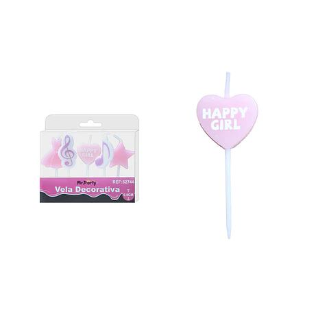 Vela de Happy Girl rosado 6.8cm 5pcs