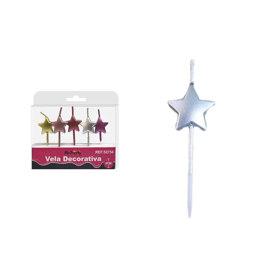 Velas de estrella color surtidos 6cm 5pcs 1