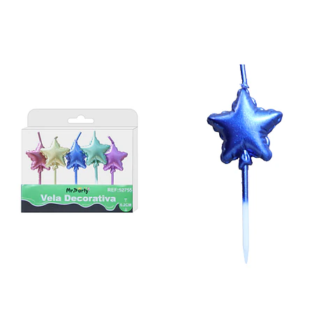 Vela de estrella colores surtidos 6.2cm 5pcs