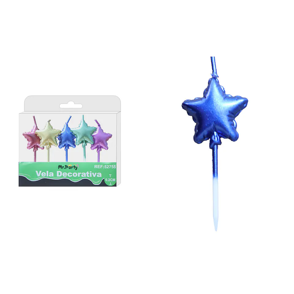 Vela de estrella colores surtidos 6.2cm 5pcs 1