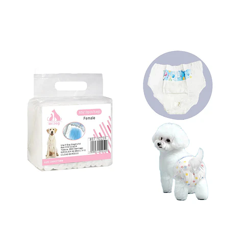 Pañal para perra talla XS 1-3kg 24-32cm