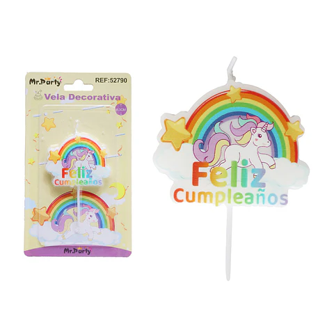 Vela de unicornio arcoíris 8.3cm