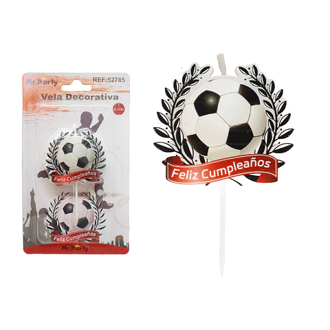 Vela de fútbol feliz cumpleaños 8.3cm