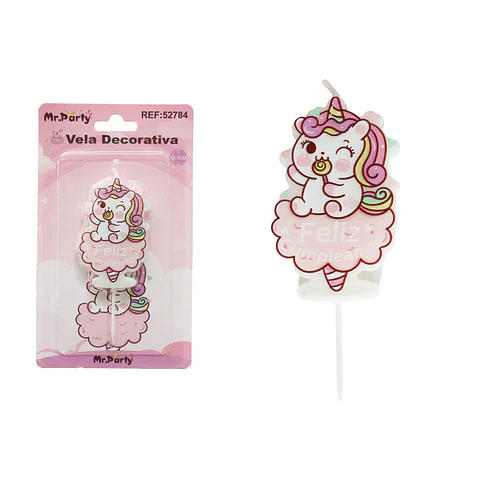 Vela de unicornio feliz cumpleaños 10.8cm