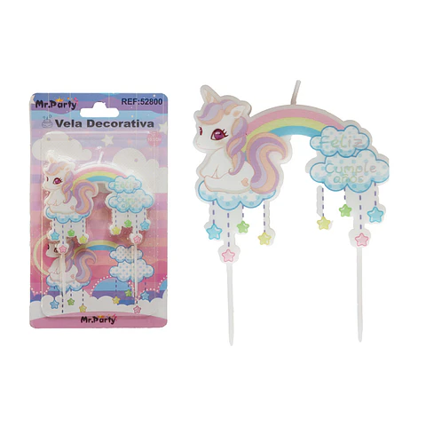 Vela de unicornio arcoíris 10.8cm