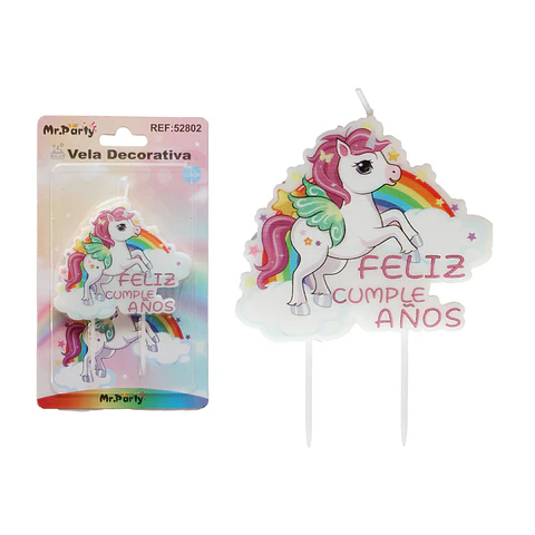 Vela de unicornio arcoíris 10.5cm