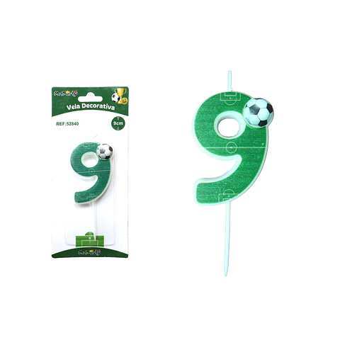 Vela de número 9 con fútbol 5.5cm