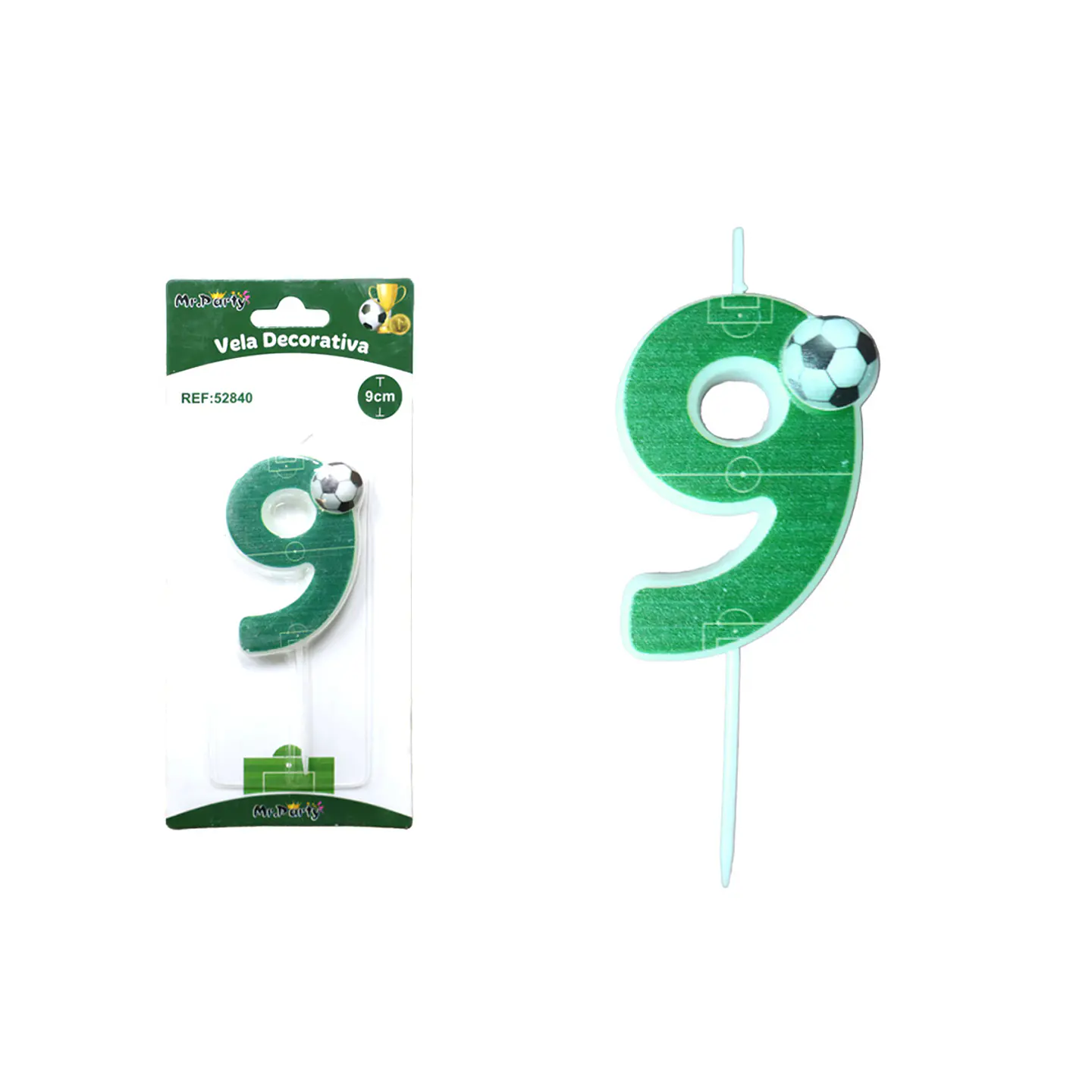 Vela de número 9 con fútbol 5.5cm 1