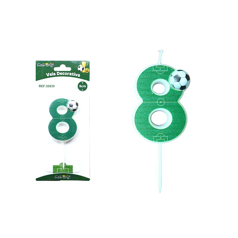 Vela de número 8 con fútbol 5.5cm