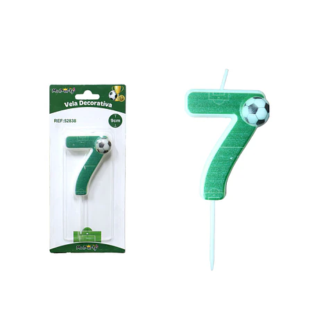 Vela de número 7 con fútbol 5.5cm