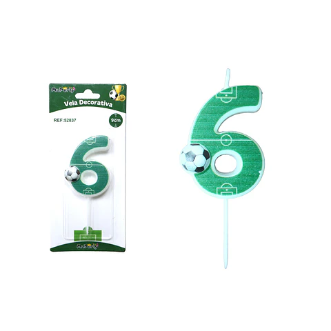 Vela de número 6 con fútbol 5.5cm