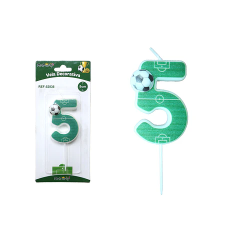 Vela de número 5 con fútbol 5.5cm