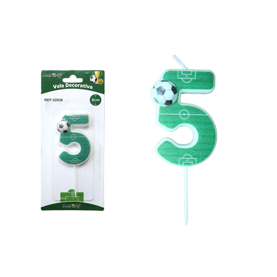 Vela de número 5 con fútbol 5.5cm 1