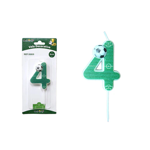 Vela de número 4 con fútbol 5.5cm