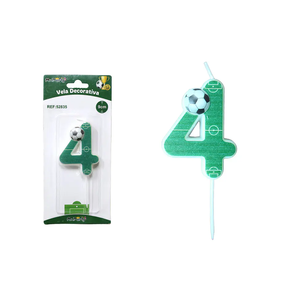 Vela de número 4 con fútbol 5.5cm 1
