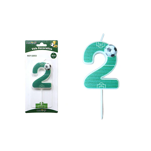 Vela de número 2 con fútbol 5.5cm