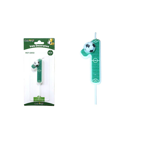 Vela de número 1 con fútbol 5.5cm