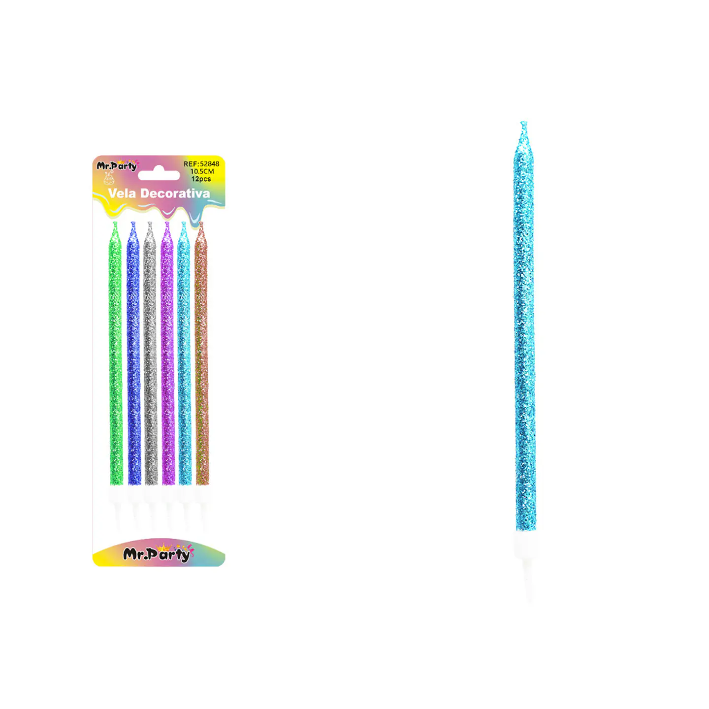 Vela multicolor brillante 10.5cm 6pcs 1