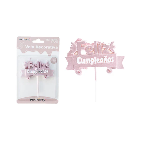 Vela de feliz cumpleaños oro rosa 8.5cm