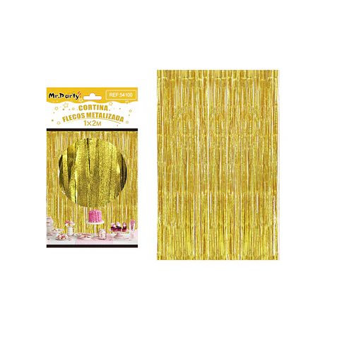 Cortina de flecos metalizada dorado mate 1*2m