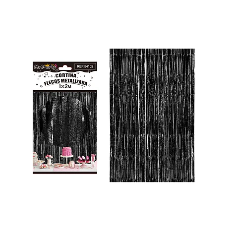 Cortina de flecos metalizada negro mate 1*2m