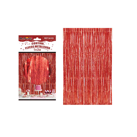 Cortina de flecos metalizada rojo mate 1*2m