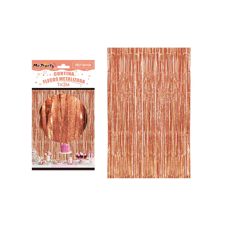 Cortina de flecos metalizada dorado rosa mate 1*2m
