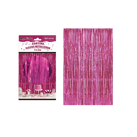 Cortina de flecos metalizada fucsia mate 1*2m
