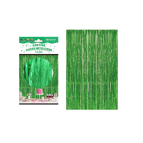 Cortina de flecos metalizada verde mate 1*2m
