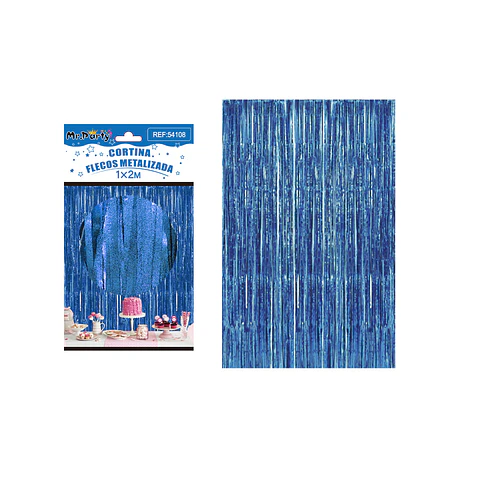 Cortina de flecos metalizada azul mate 1*2m
