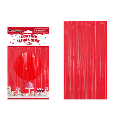 Cortina de flecos neón macaron rojo 1*2m