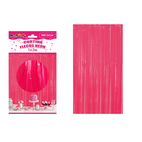 Cortina de flecos neón macaron fucsia 1*2m