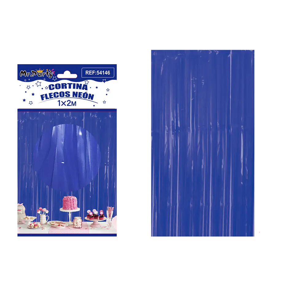 Cortina de flecos neón macaron azul rey 1*2m 1