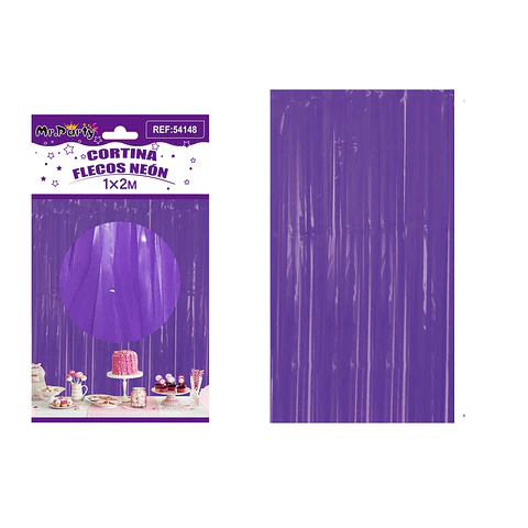 Cortina de flecos neón macaron morado 1*2m