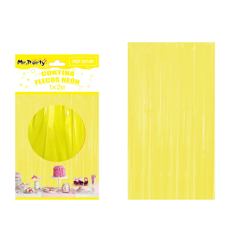 Cortina de flecos neón macaron amarillo 1*2m 1