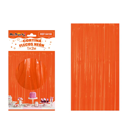 Cortina de flecos neón macaron naranja 1*2m