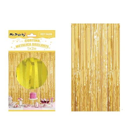 Cortina de flecos metalizada dorado 1*2m