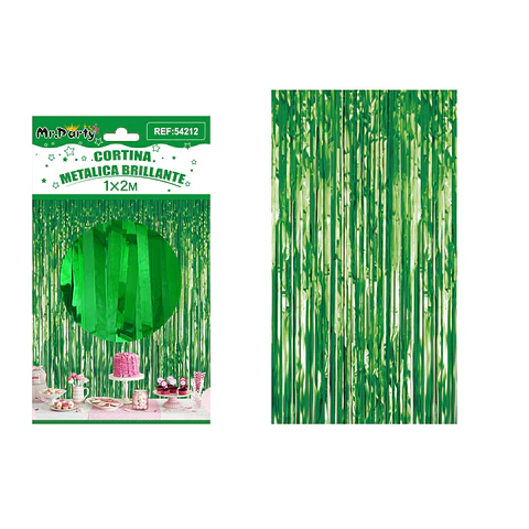 Cortina de flecos metalizada verde 1*2m