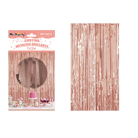 Cortina de flecos metalizada oro rosa 1*2m