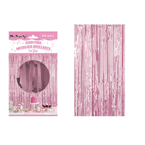 Cortina de flecos metalizada rosa claro 1*2m