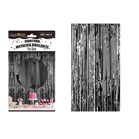 Cortina de flecos metalizada negro 1*2m