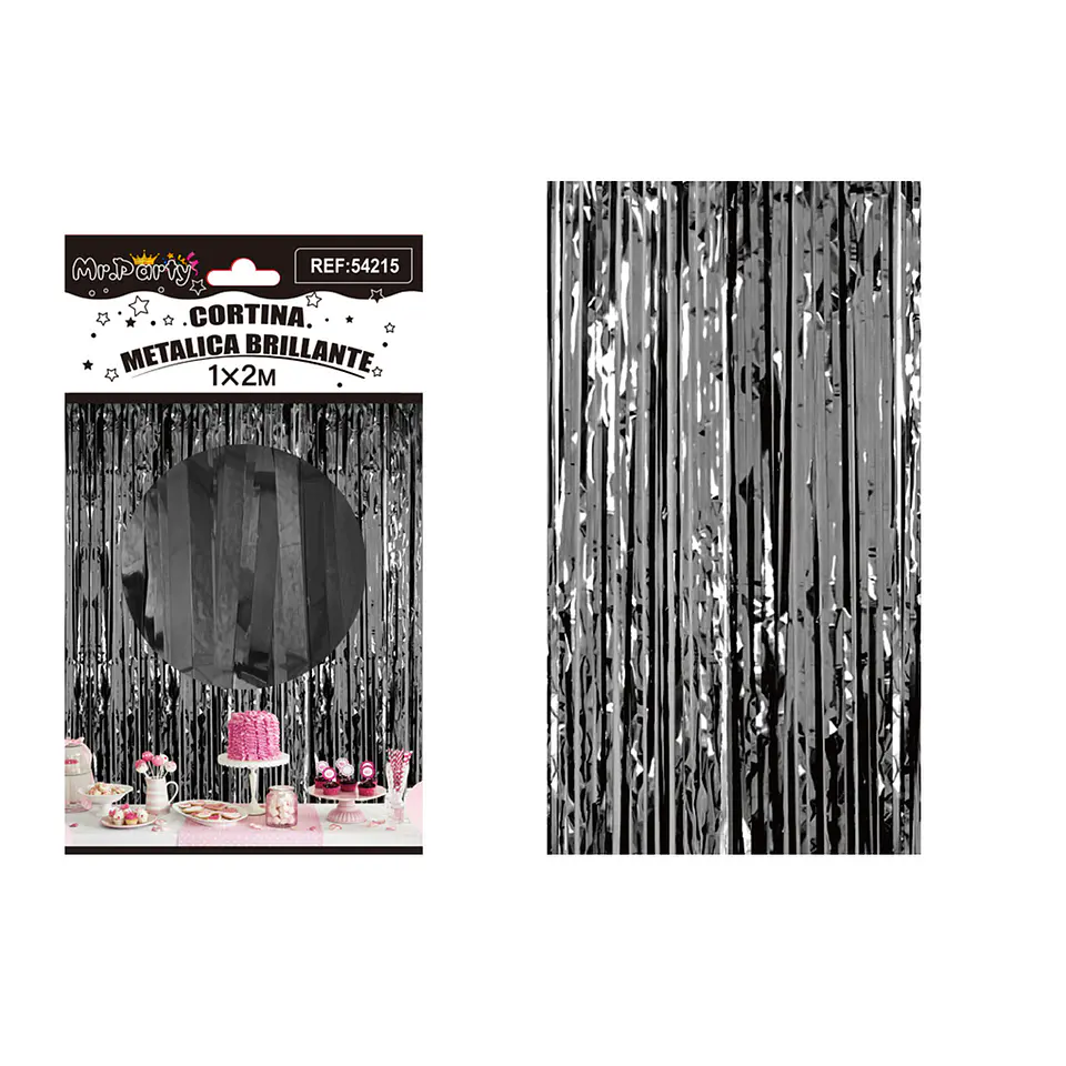 Cortina de flecos metalizada negro 1*2m 1