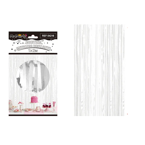 Cortina de flecos metalizada blanco 1*2m
