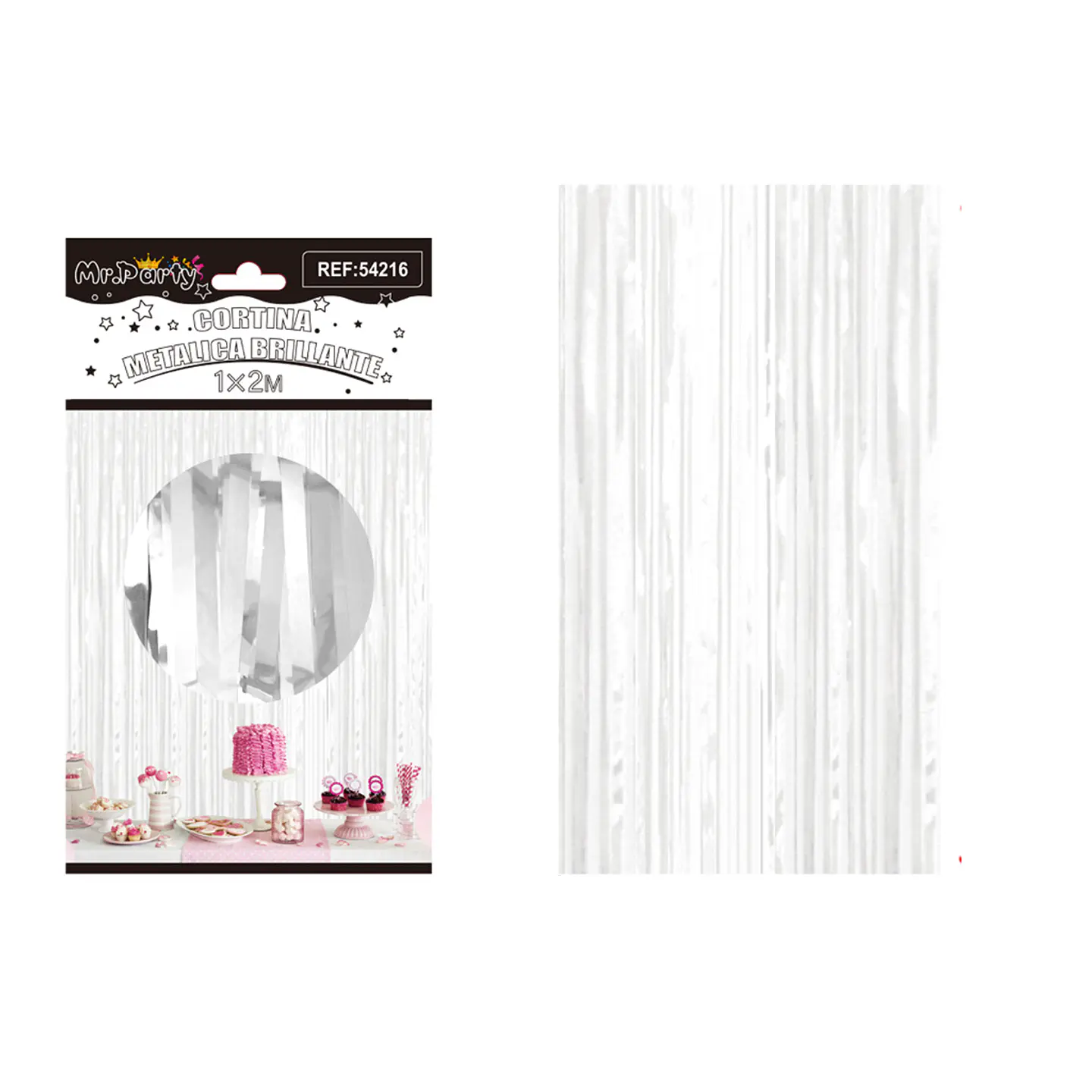 Cortina de flecos metalizada blanco 1*2m 1