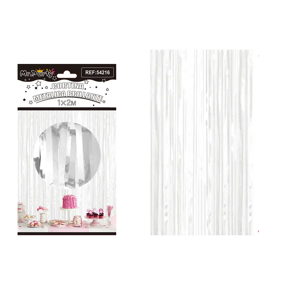 Cortina de flecos metalizada blanco 1*2m 1