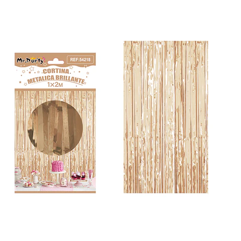 Cortina de flecos metalizada champagne 1*2m