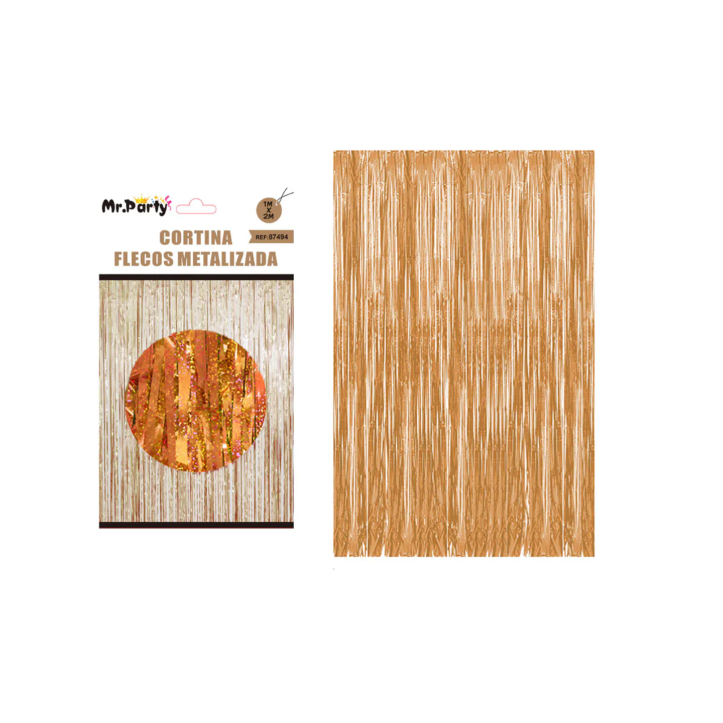 Cortina metalizada color champán holográfica 1m*2m 1