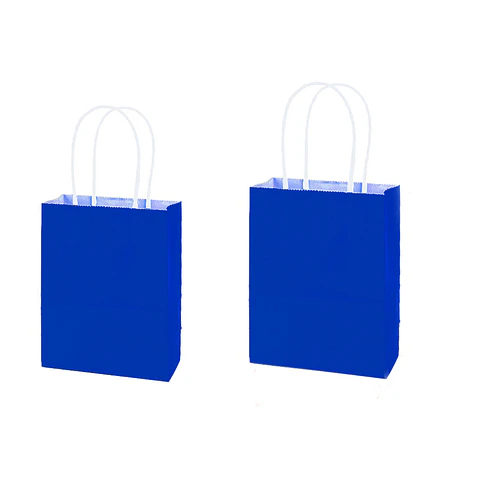 Bolsa de papel kraft mediana azul 21*27*11cm 12pcs