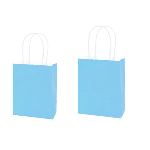 Bolsa de papel kraft mediana celeste 21*27*11cm 12pcs